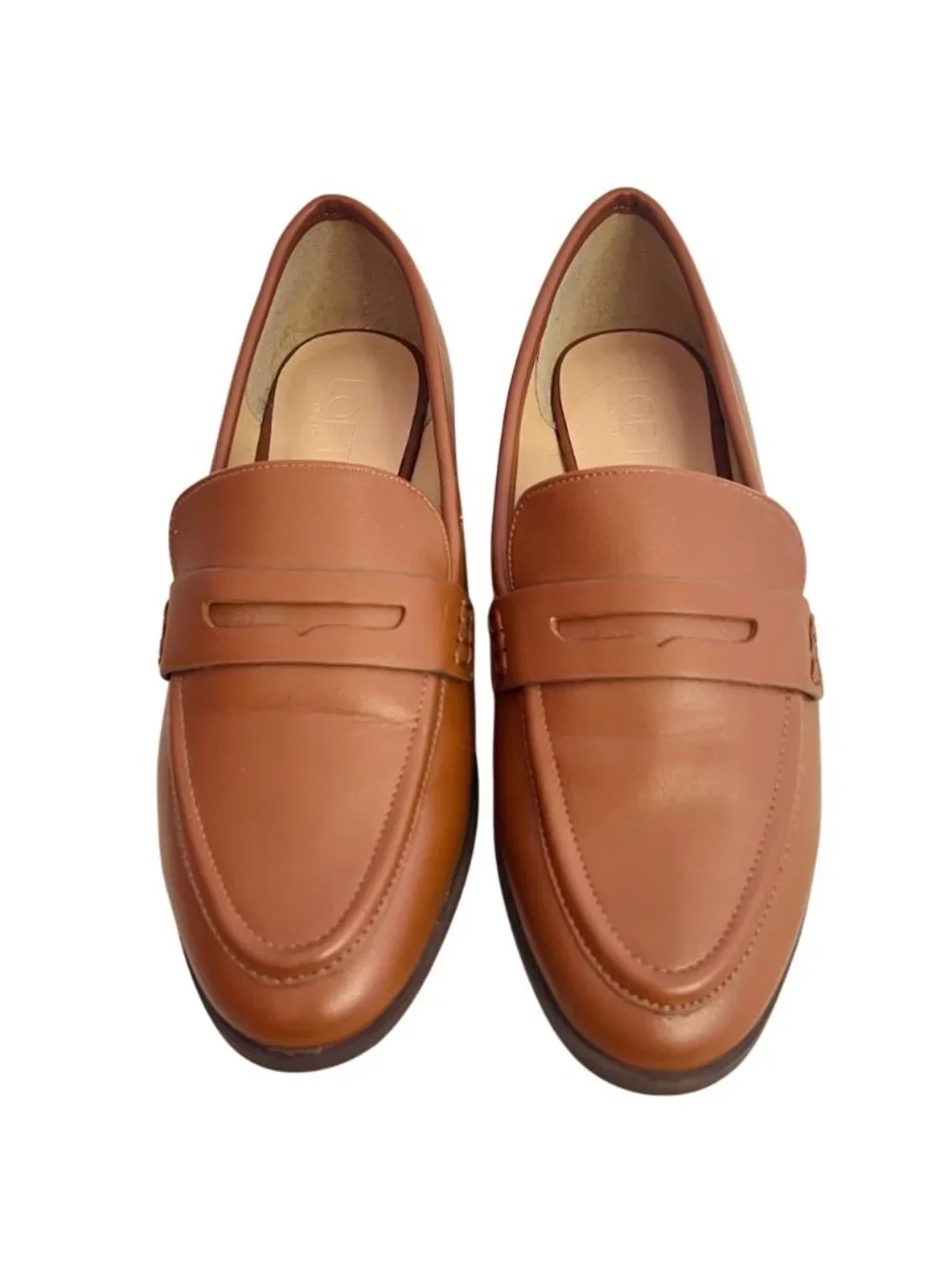 LOFT Brown Penny Loafers Slip On Flats Classic Preppy Business Casual Shoes Sz 8